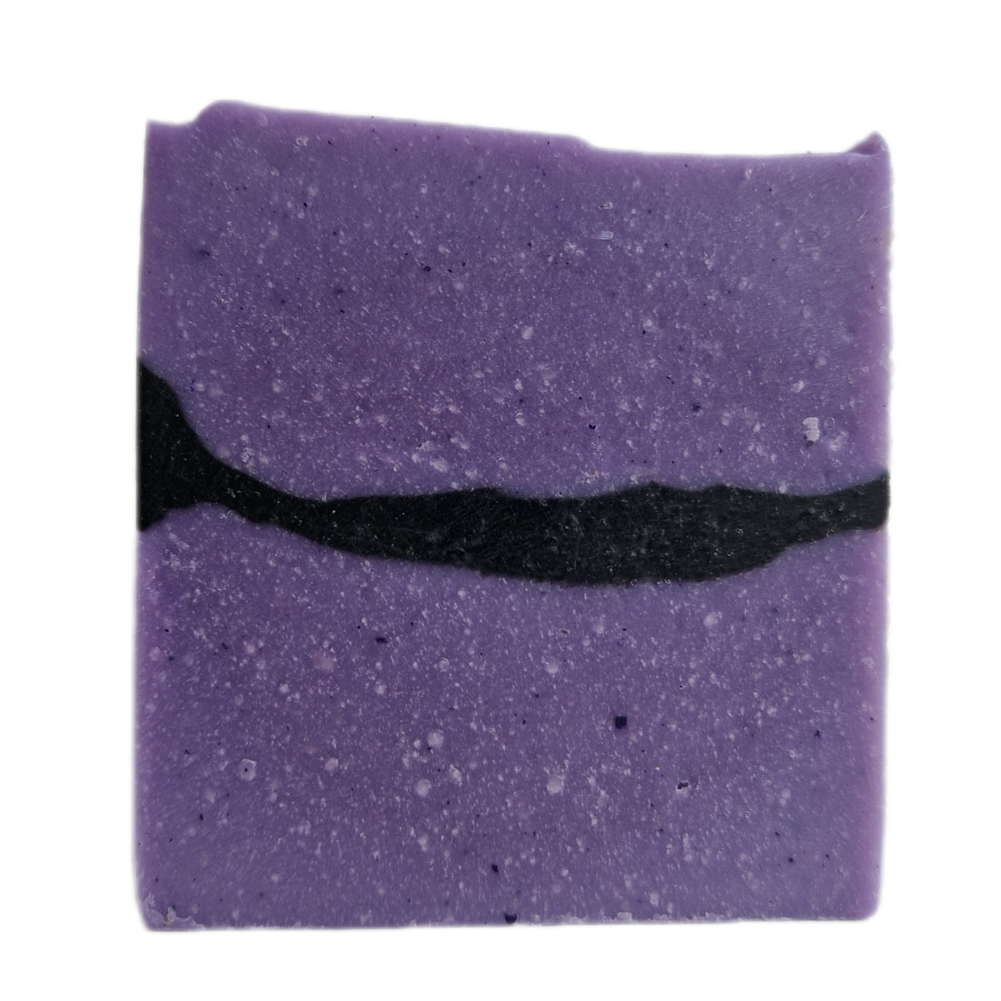 Vierkante zeepbar, lichtpaars van kleur met een zwarte streep in het midden.